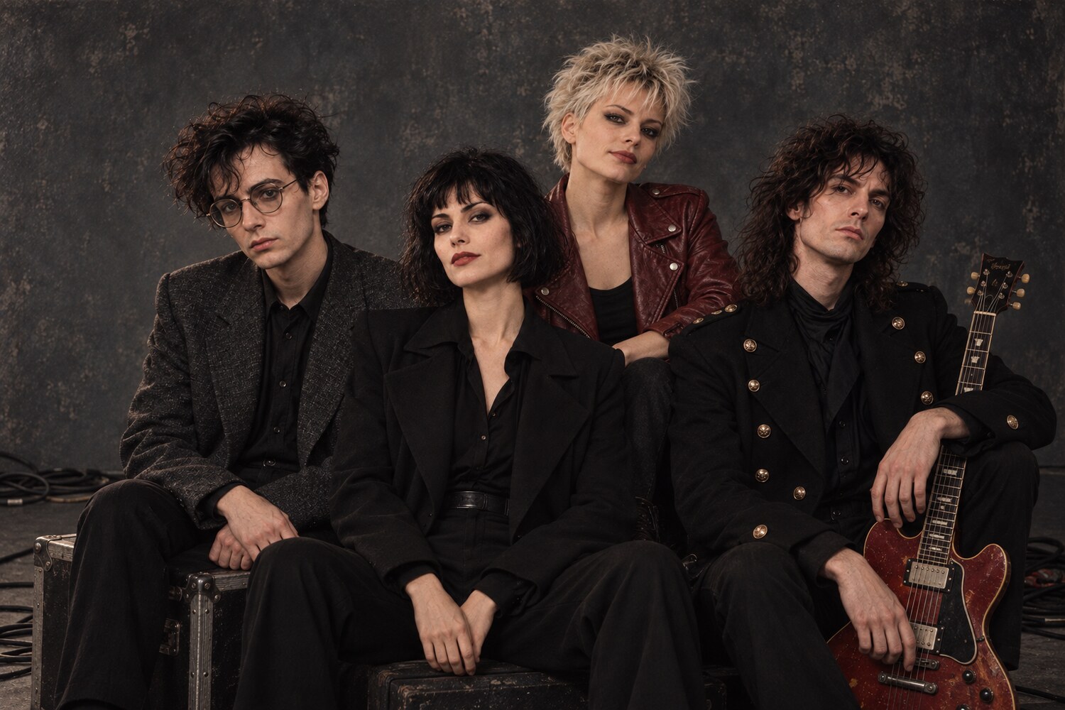 Formal analog portrait of all four members of The Static Saints